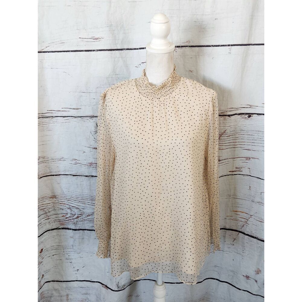 Sundance Gentle‎ Days Smocked Polka Dot Blouse Size Large